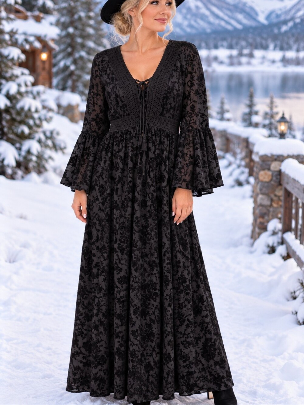 torrid Black Floral-Textured Maxi Dress